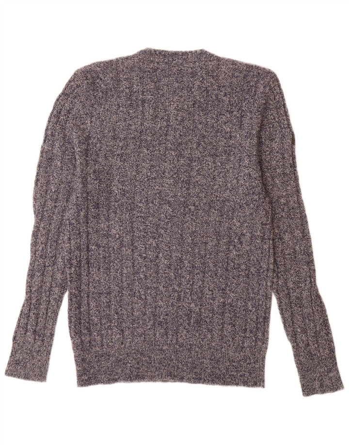 Superdry sweater med rund hals til mænd, stor marineblå flækket lammeuld