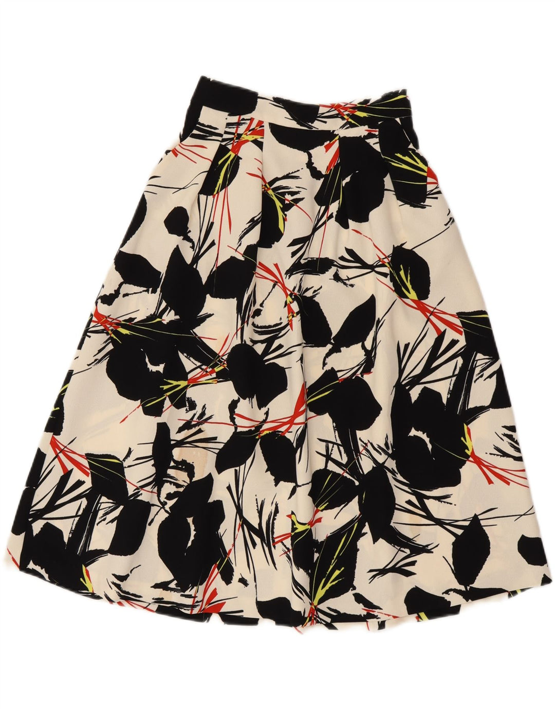 WAREHOUSE Dame A-Line nederdel UK 6 XS W25 Off White Floral Polyester