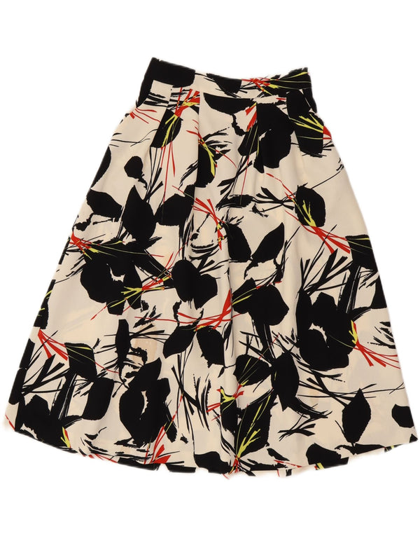 WAREHOUSE Dame A-Line nederdel UK 6 XS W25 Off White Floral Polyester