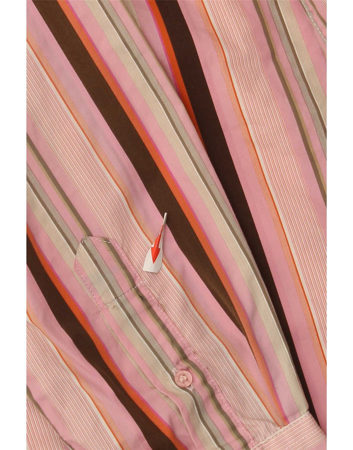 Ted Baker Herre Regular Fit skjorte størrelse 4 Large Pink Stribet Bomuld