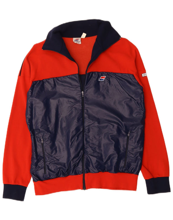 VINTAGE Træningsdragt til mænd Topjakke UK 40 Medium Rød Colourblock Polyamid