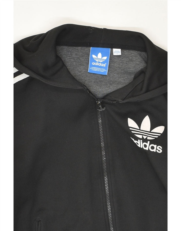 ADIDAS grafisk hættetrøje med lynlås til kvinder UK 10 Lille sort polyester
