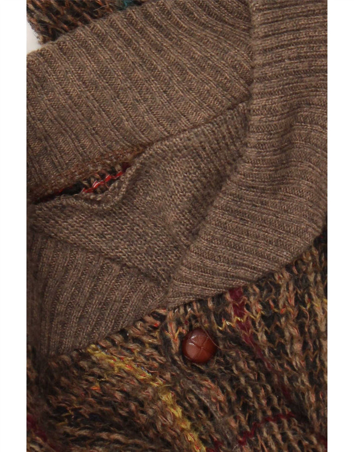 Vintage herre cardigan sweater stor brun ternet akryl