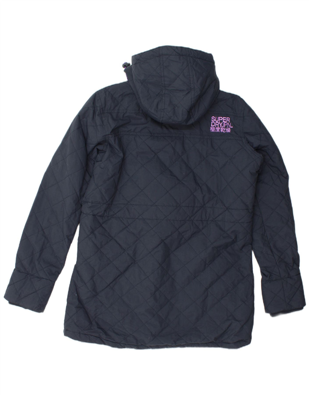 SUPERDRY Dame Windparka Parkajakke med hætte UK 18 XL Navyblå nylon