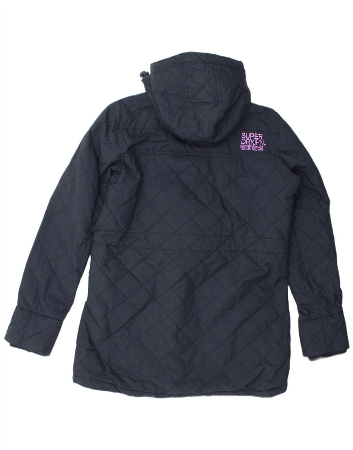 SUPERDRY Dame Windparka Parkajakke med hætte UK 18 XL Navyblå nylon