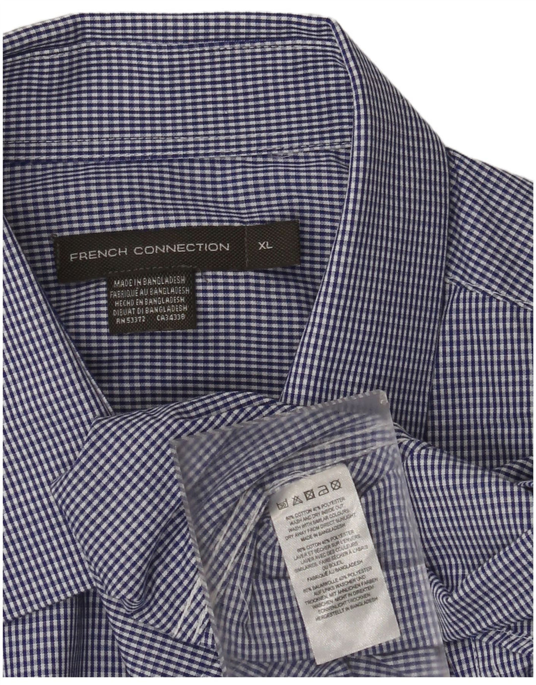 French Connection Herreskjorte XL Blue Gingham Cotton