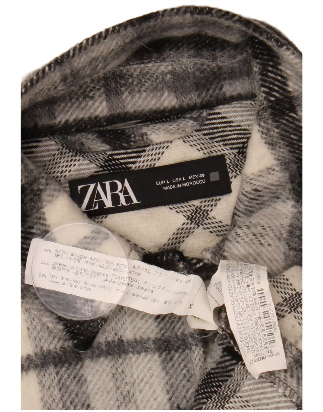 ZARA Oversized oversize overshirt til kvinder Flanellskjorte UK 16 Stor sort plaid