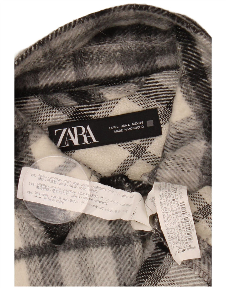ZARA Oversized oversize overshirt til kvinder Flanellskjorte UK 16 Stor sort plaid