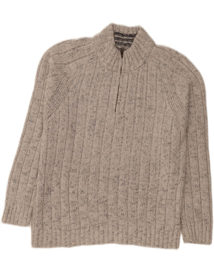 Marks & Spencer Herre sweater med lynlåshals, stor grå flækket akryl