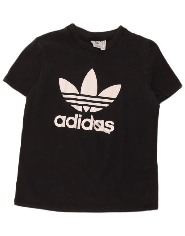 Adidas Dame Grafisk T-Shirt Top UK 14 Medium Sort Bomuld