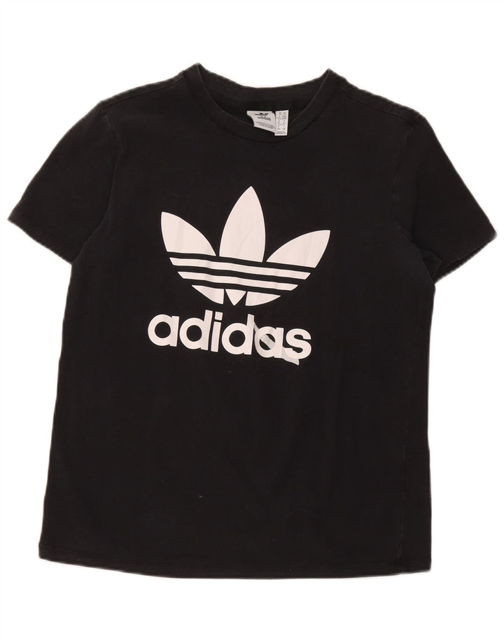Adidas Dame Grafisk T-Shirt Top UK 14 Medium Sort Bomuld