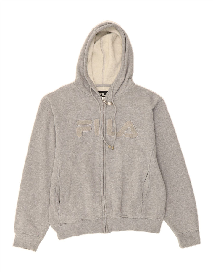 FILA Mens Graphic Zip Hoodie Sweater Small Grey Cotton Vintage Fila and Second-Hand Fila from Messina Hembry 