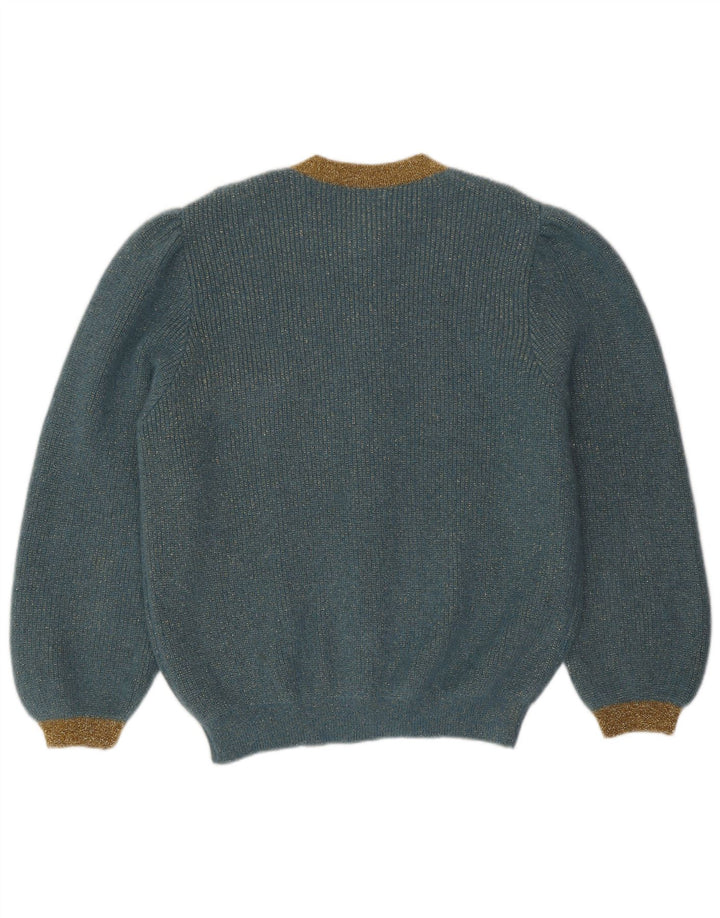 Vintage dame cardigan sweater UK 14 Large Blue Flecked