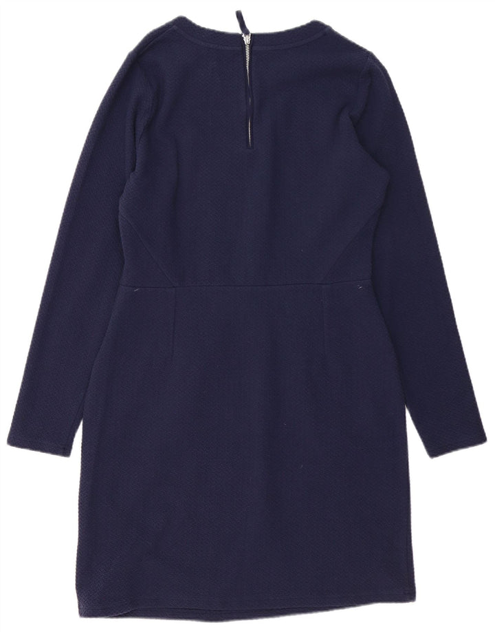 JOULES Dame Langærmet Skede Kjole UK 12 Medium Navy Blue Bomuld