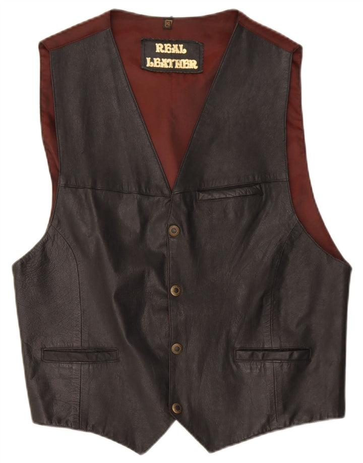 Vintage herre læder vest XL sort læder