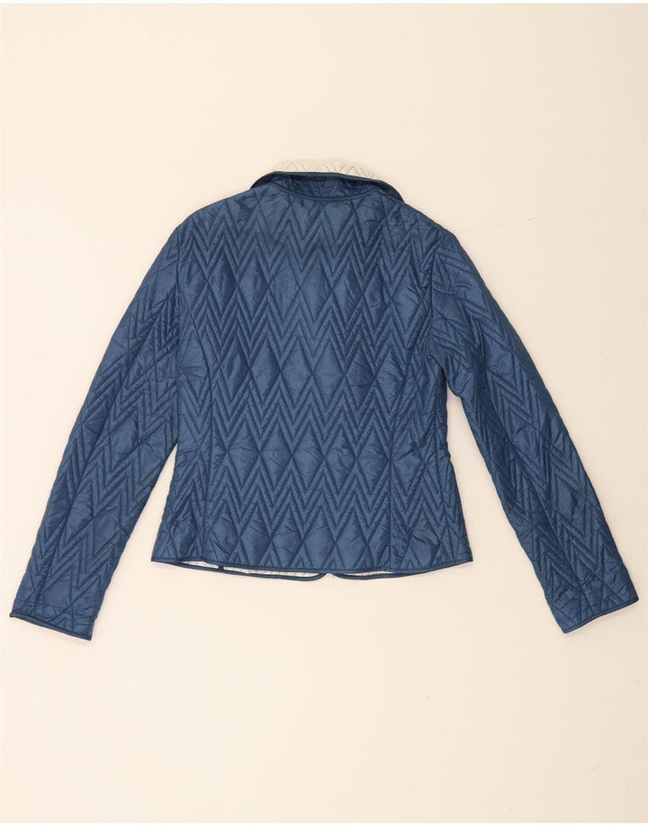Trussardi Jeans Quiltet jakke til kvinder IT 42 Medium Blue Colourblock
