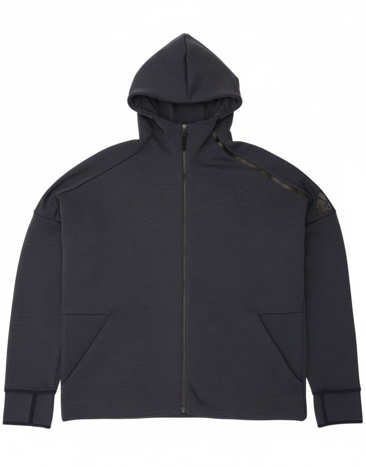 Adidas hættetrøje med lynlås til mænd 2XL marineblå polyester