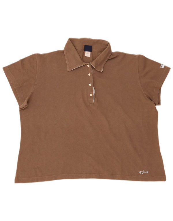 Paul & Shark Womens Crop Polo Shirt UK 20 2XL Brun Bomuld