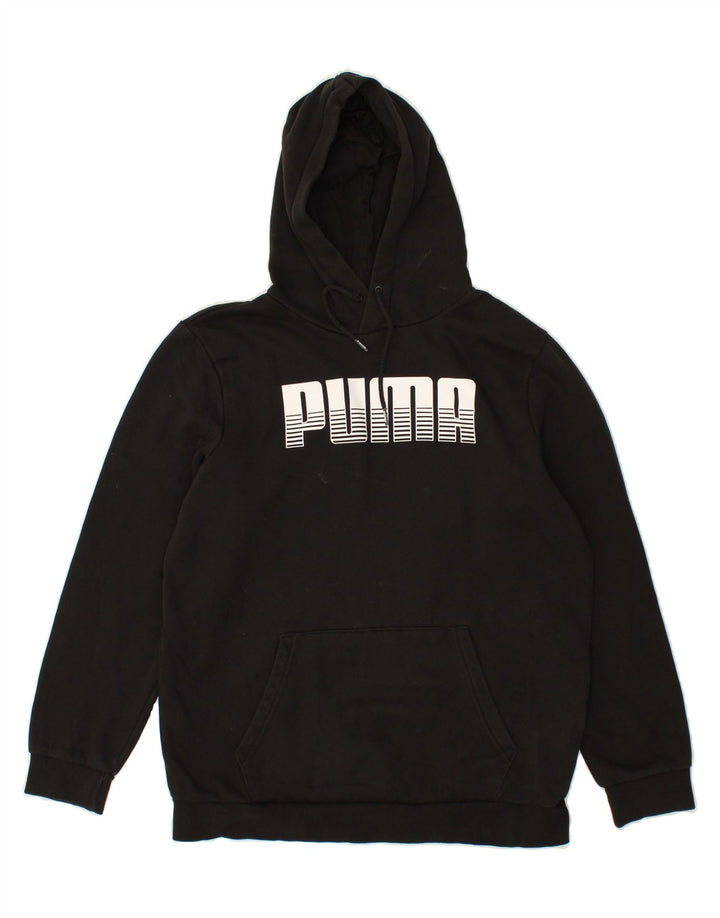 PUMA Mens Graphic Hoodie Jumper Medium Black Cotton Vintage Puma and Second-Hand Puma from Messina Hembry 