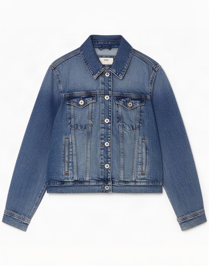 Marks & Spencer Dame denimjakke UK 12 Medium Blue Cotton