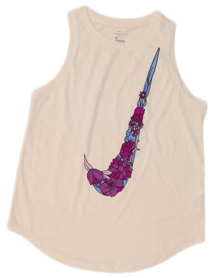 NIKE piger Dri Fit grafisk vest top 13-14 år XL Hvid polyester