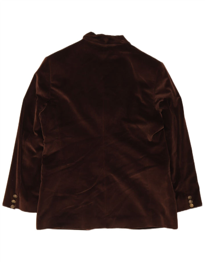 Vintage dame fløjl 3-knaps blazerjakke EU 44 XL brun uld