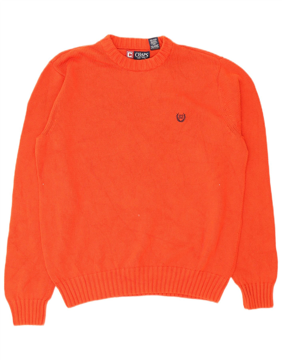 Chaps Herre Crew Neck Jumper Sweater Stor Orange Bomuld