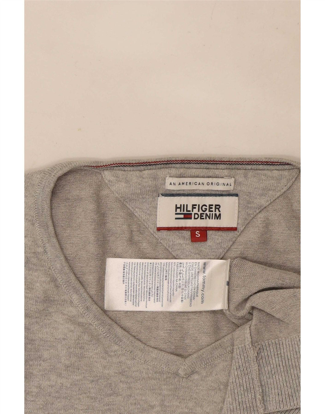 Tommy Hilfiger Herre V-hals sweater lille grå bomuld