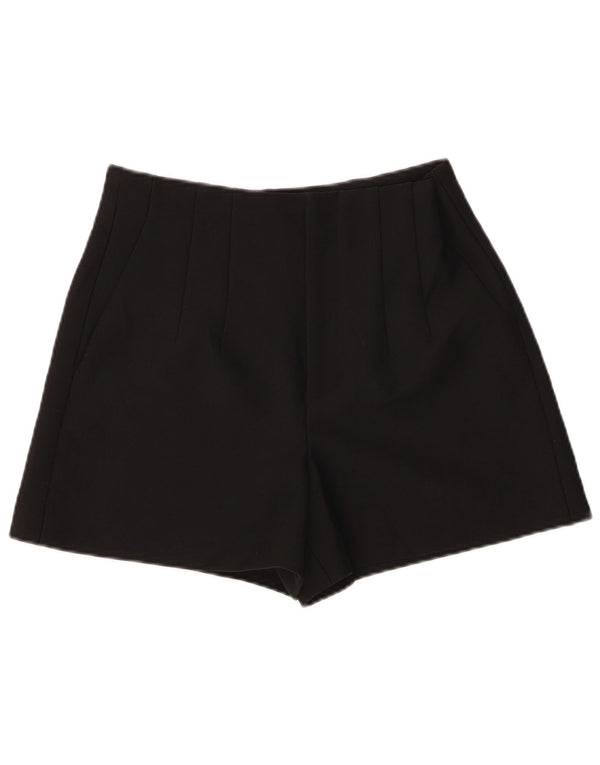 Zara Womens High Waist Pegged Chino Shorts UK 12 Medium W28 Black