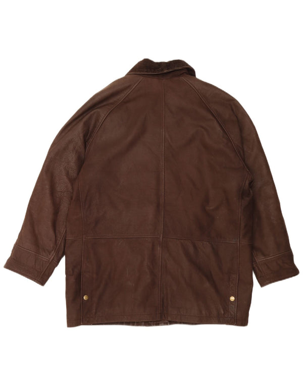 Olly & Co Dame Oversized Læderjakke UK 12 Medium Brun