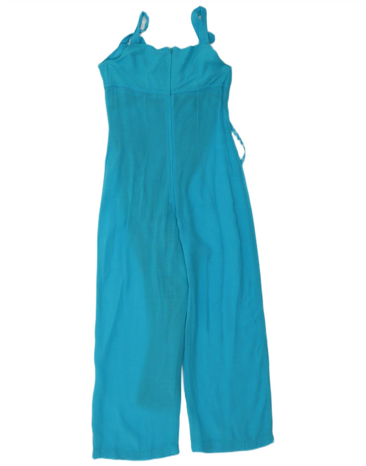 Vintage Dame Ærmeløs Jumpsuit UK 12 Medium Blue Linen