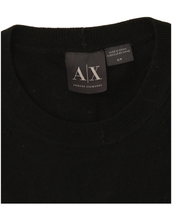 ARMANI EXCHANGE Herre Crew Neck Jumper Sweater UK 10 Small Black
