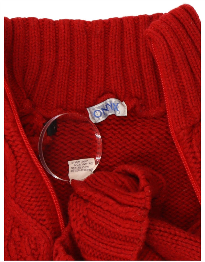 Onyx Dame Cardigan Sweater UK 14 Stor Rød Akryl