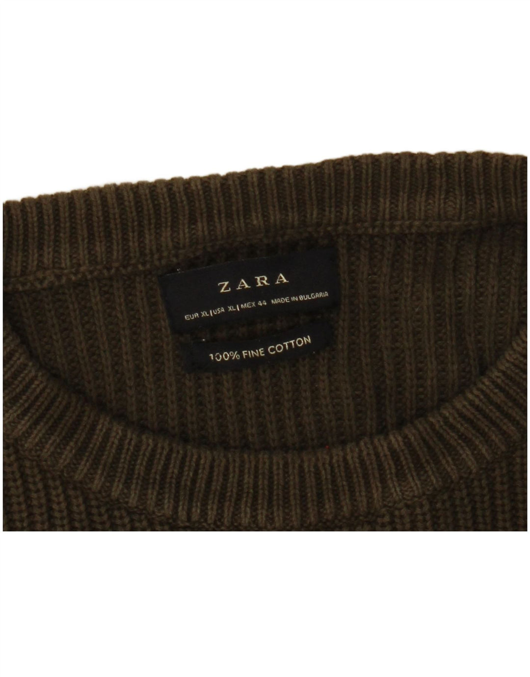 Zara Herre sweater med rund hals XL Khaki Bomuld