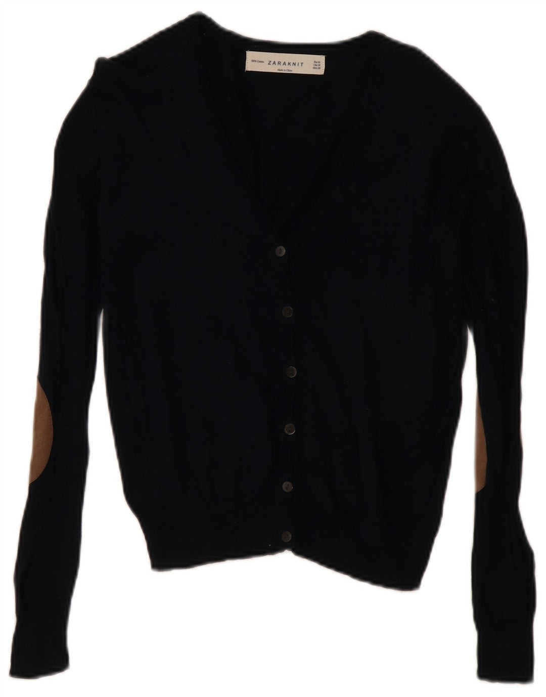 Zara Dame Cardigan Sweater UK 12 Medium Navyblå Bomuld