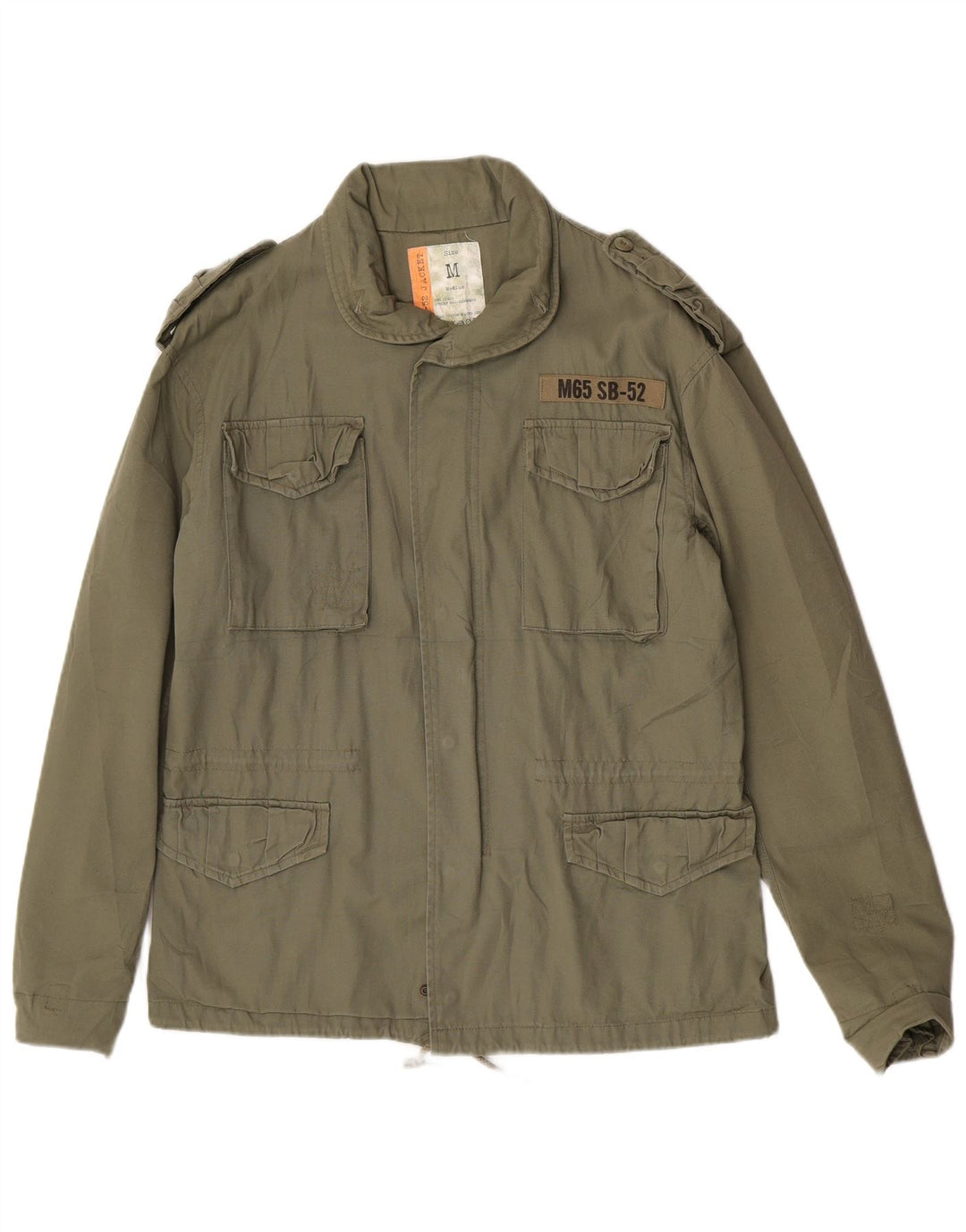VINTAGE Herre Military Jacket UK 38 Medium Khaki Bomuld