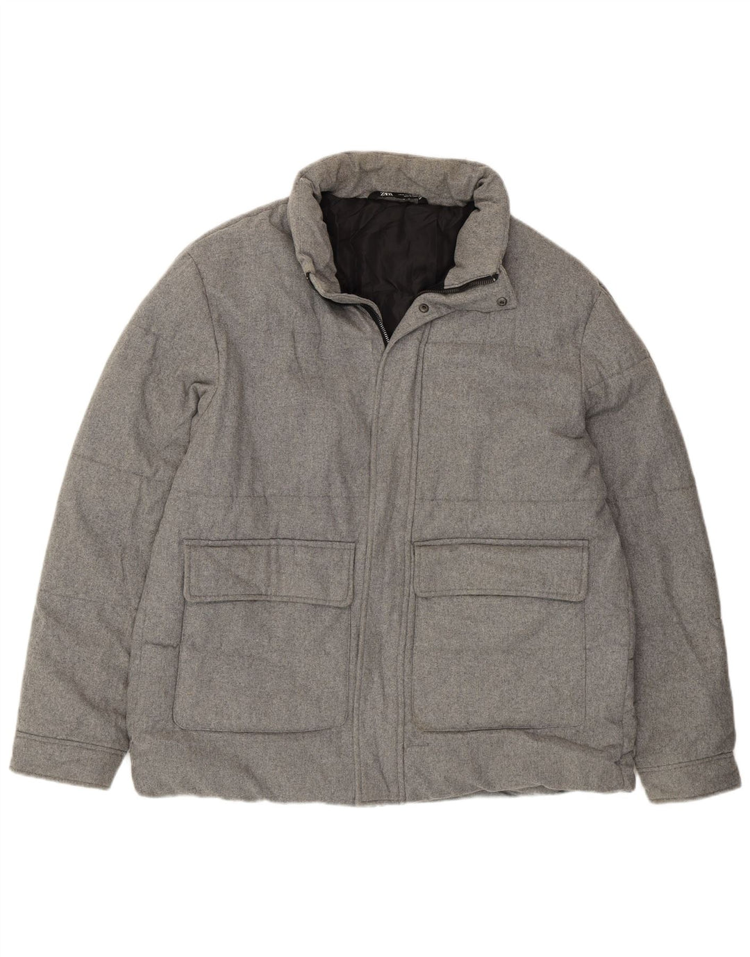 Zara Polstret Herrejakke UK 42 XL Grå Polyester