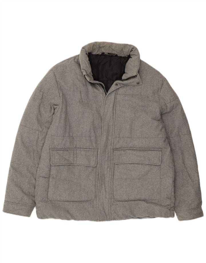 Zara Polstret Herrejakke UK 42 XL Grå Polyester