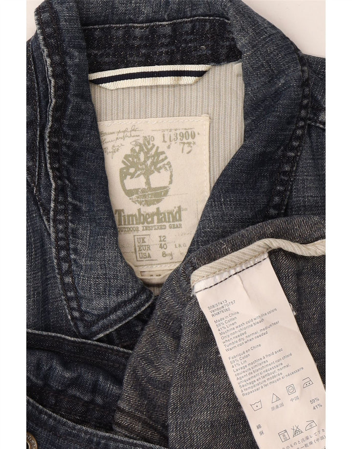 TIMBERLAND Womens Denim Jacket UK 12 Medium Navy Blue Cotton Vintage Timberland and Second-Hand Timberland from Messina Hembry 