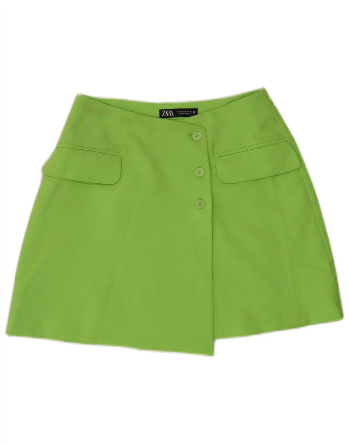 Zara Dame Asymmetrisk Nederdel Medium W28 Grøn Polyester