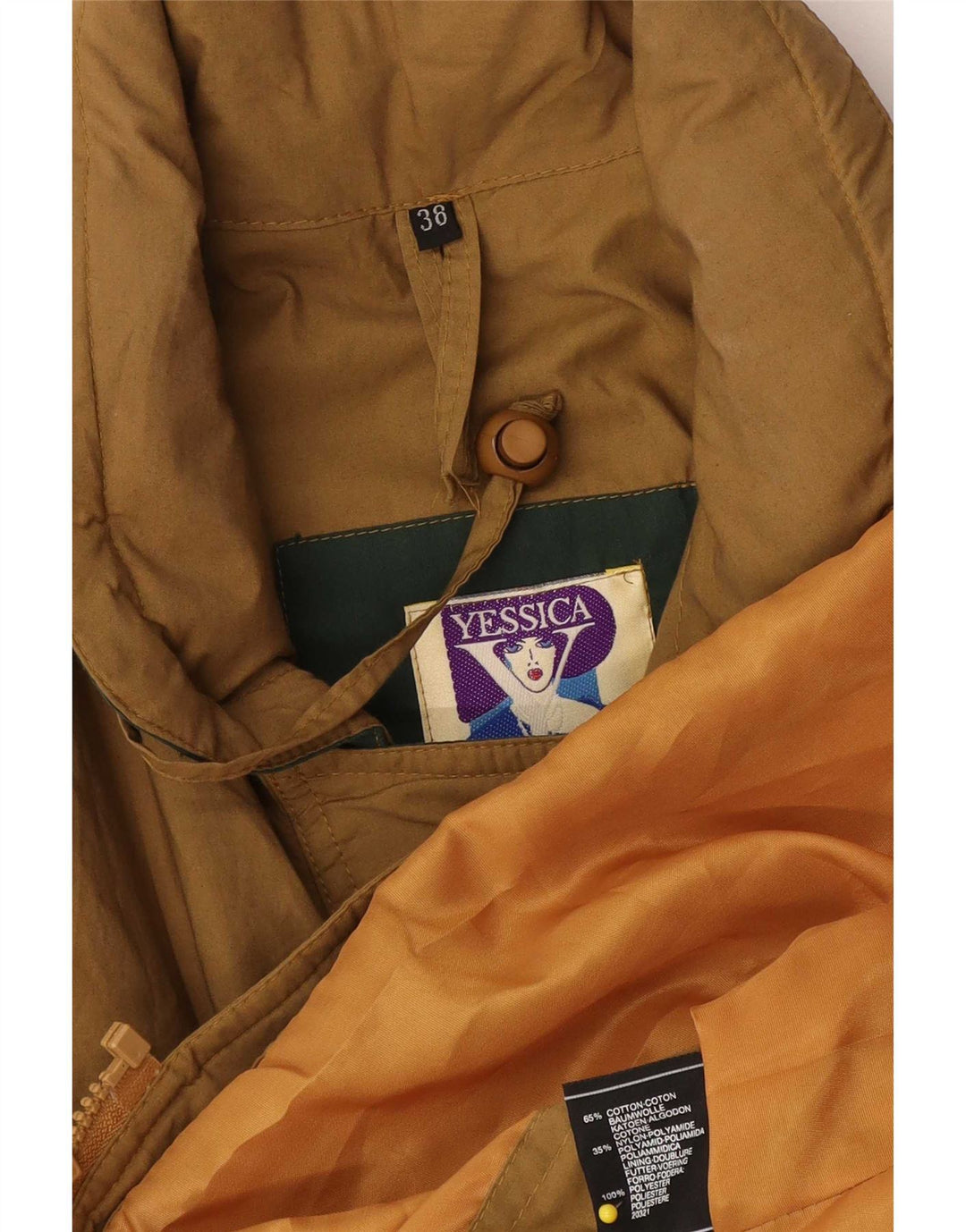Yessica Womens Oversized Trench Coat EU 38 Medium Khaki Colourblock Bomuld