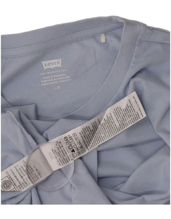 Levi's Dame T-Shirt Top UK 16 Stor Blå Bomuld