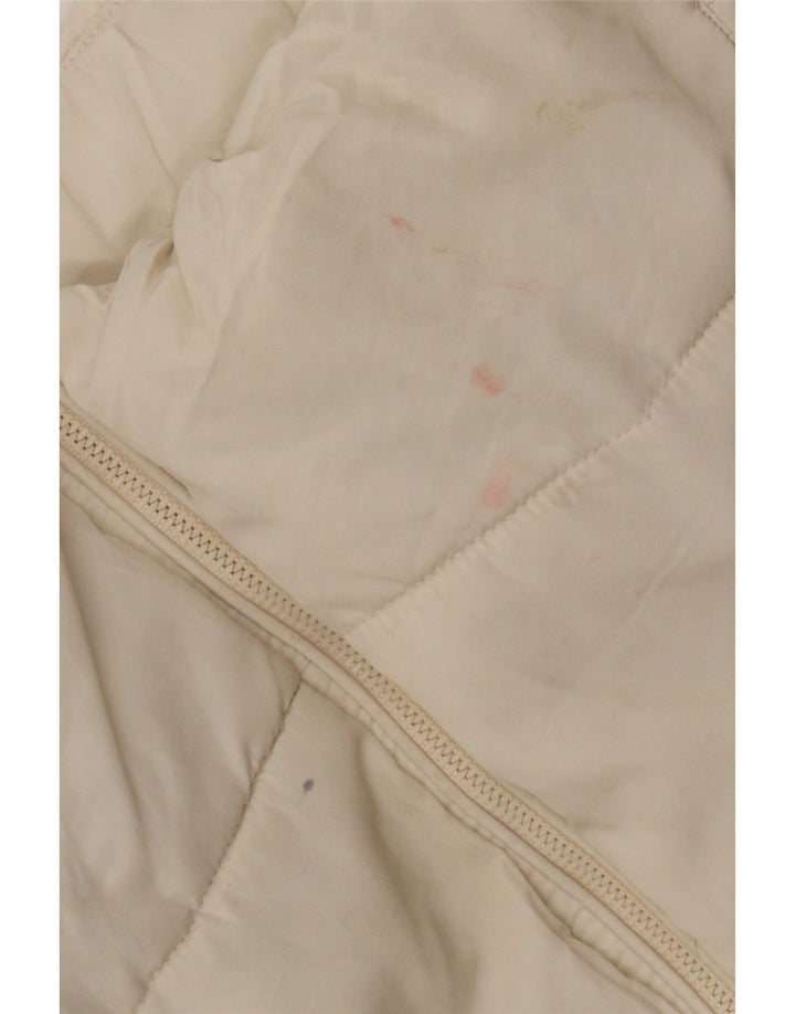 Zara Dame Hætte Oversized Polstret Jakke UK 6 XS Off White Polyester