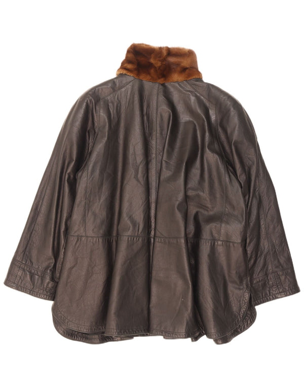 Vintage oversized læderfrakke til kvinder IT 42 Medium Sort
