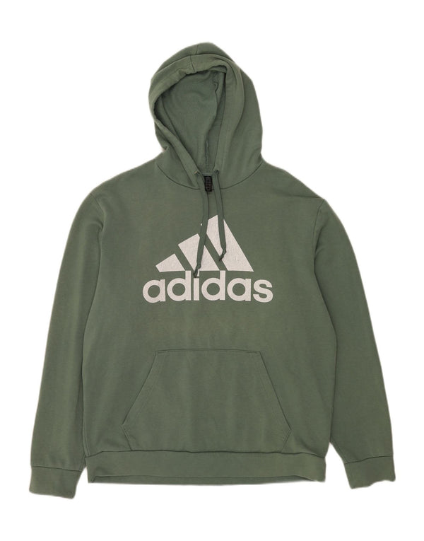 Adidas Mens Graphic Hoodie Jumper Large Green Cotton
