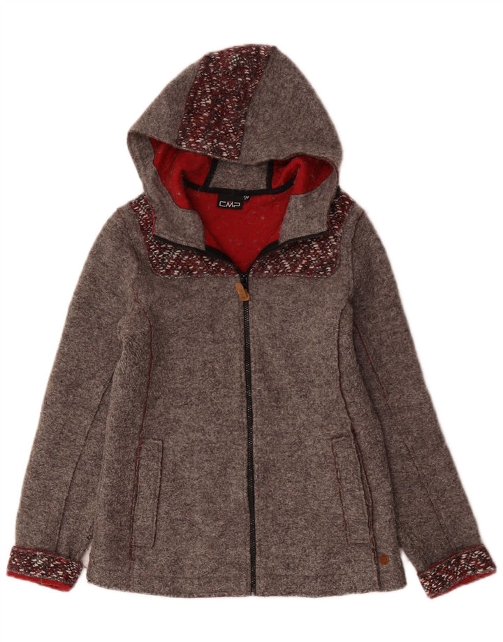 CMP Dame Hooded Bomber Jacket UK 10 Small Grey Virgin Wool