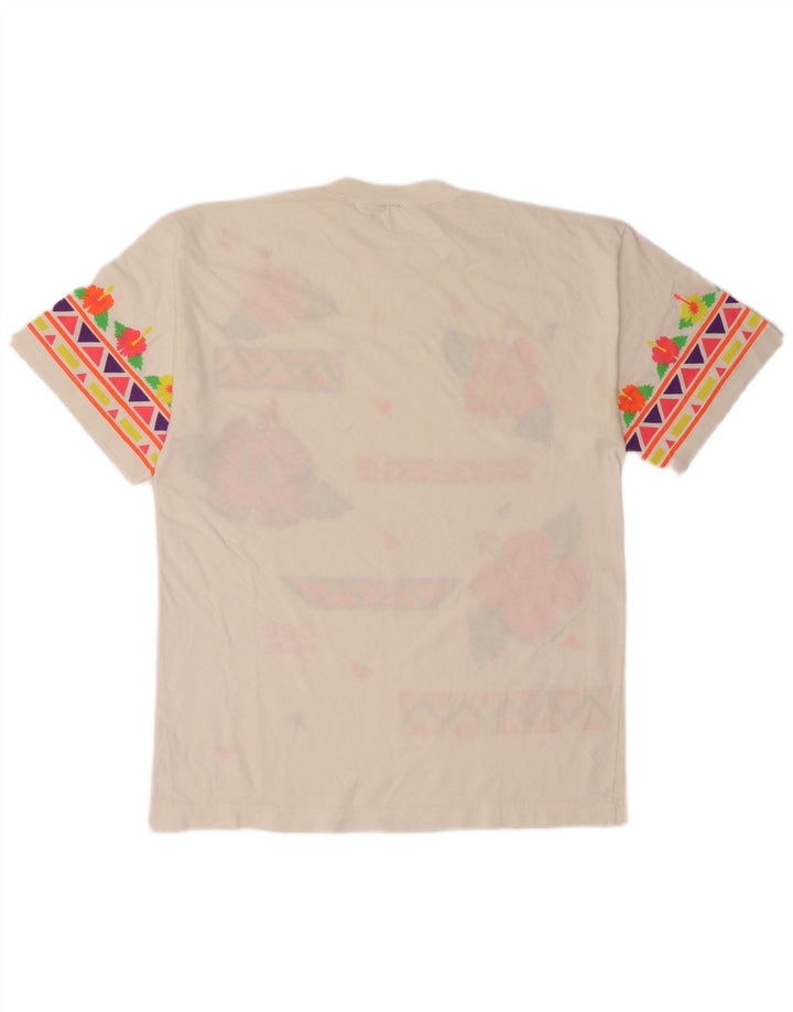 Vintage Herre grafisk T-shirt Top Medium White Floral