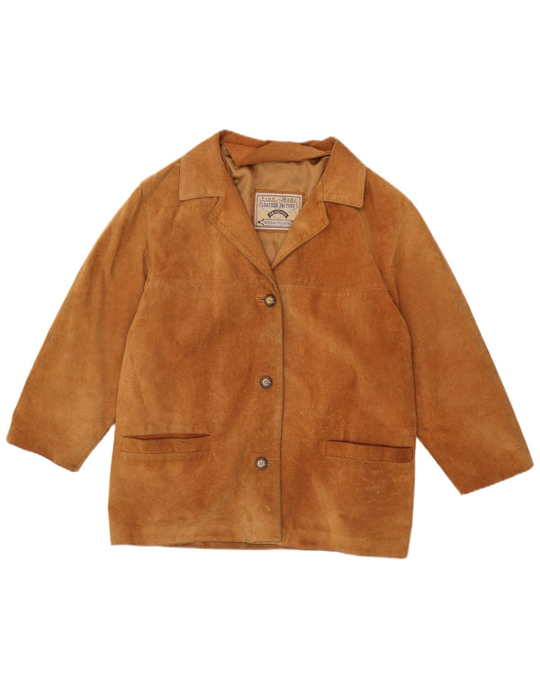 Vintage dame ruskindsjakke IT 48 XL brunt læder