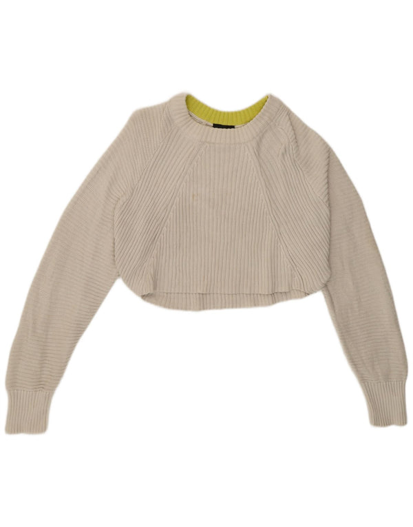 Topshop Womens Crop Oversized Crew Neck sweater UK 12 Medium White