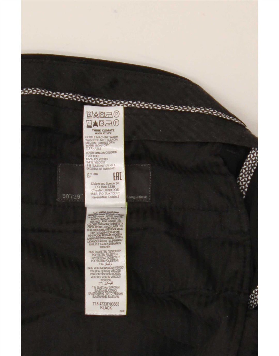 Marks & Spencer Herre Slim Suit Bukser W38 L29 Sort Polyester